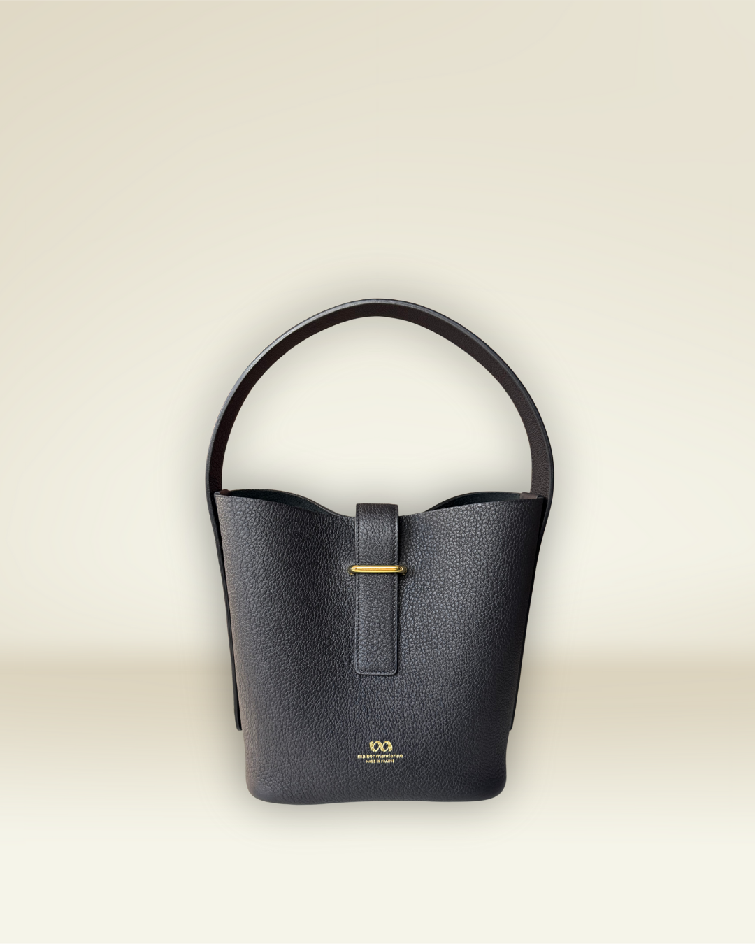 MYSTI - Sac porté main - Noir, Cuir Grainé - Sur commande