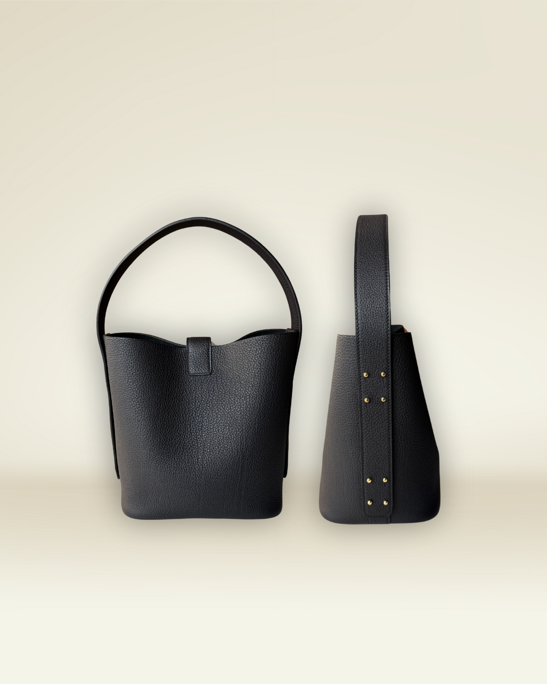 MYSTI - Sac porté main - Noir, Cuir Grainé - Sur commande