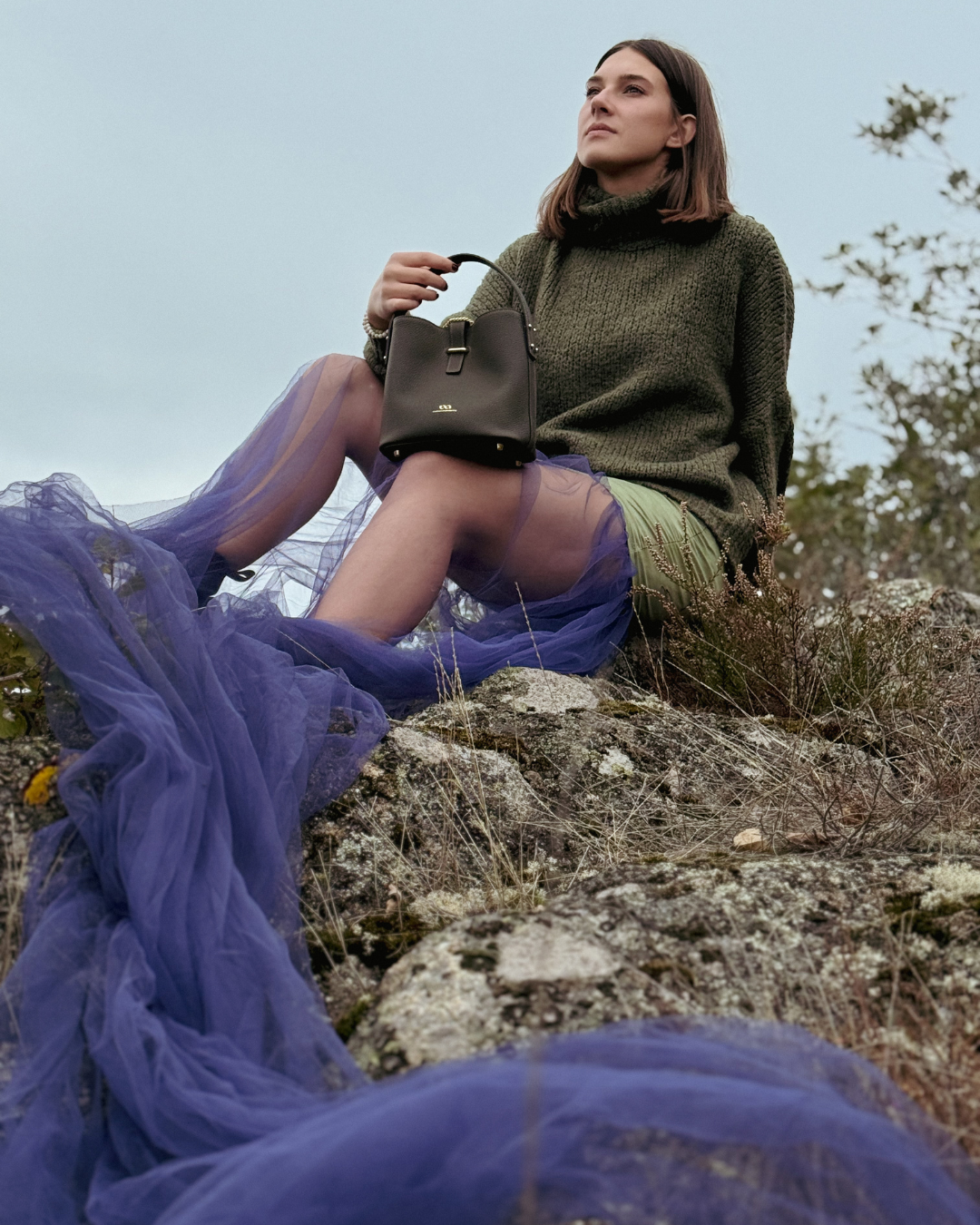 MYSTI MINI - Leather handbag and shoulder strap - Made to order