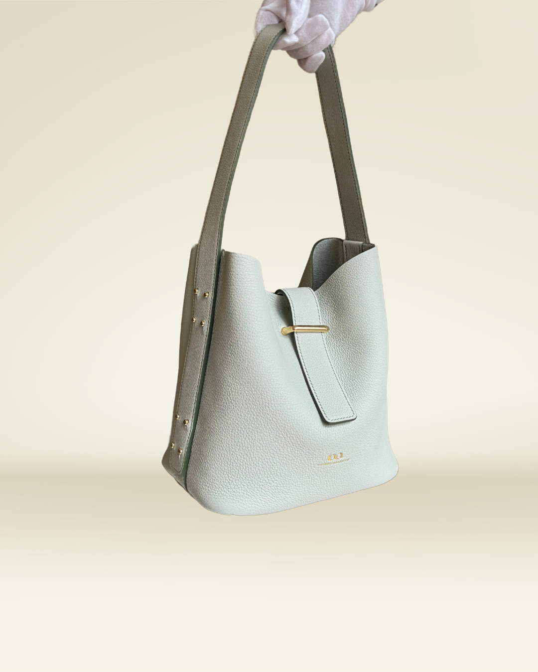 MYSTI - Sac porté main - Vert Pâle, Cuir Grainé