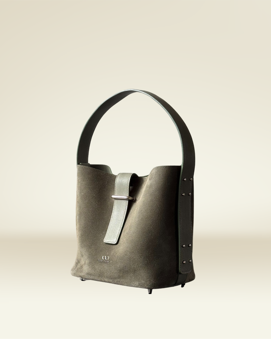 MYSTI - Sac porté main - Kaki, Cuir Velour - Sur Commande