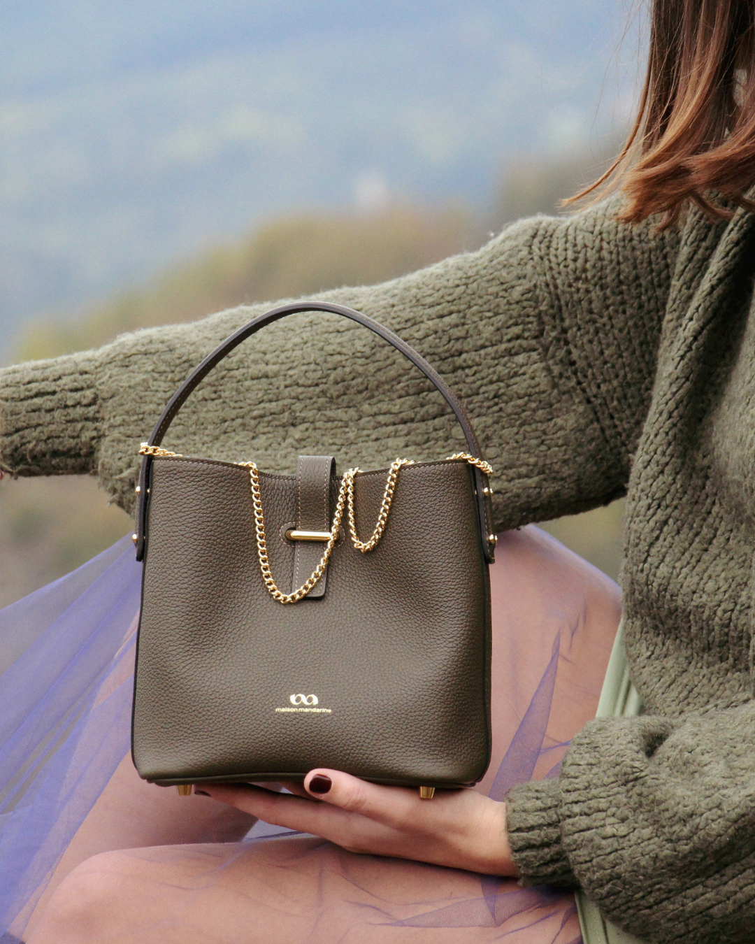 MYSTI MINI - Leather handbag and shoulder strap - Made to order